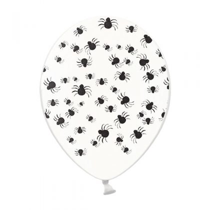 Balon lateksowy biały 14" z pająkami na halloween straszne przyjęcie dom strachów balony z helem poznań