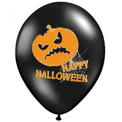 Balon lateksowy 14" happy halloween straszna dynia czarno-pomarańczowy strachy balony z helem poznań