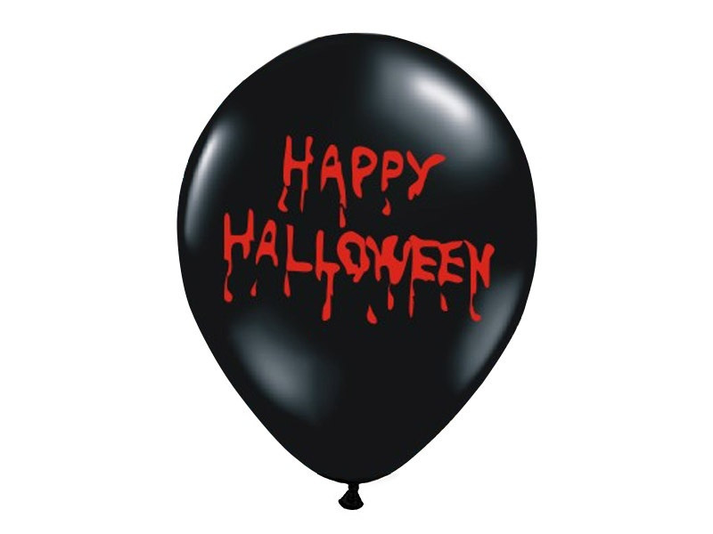 Balon lateksowy 14" czarny z napisem Happy Halloween na przyjęcie balony z helem poznań