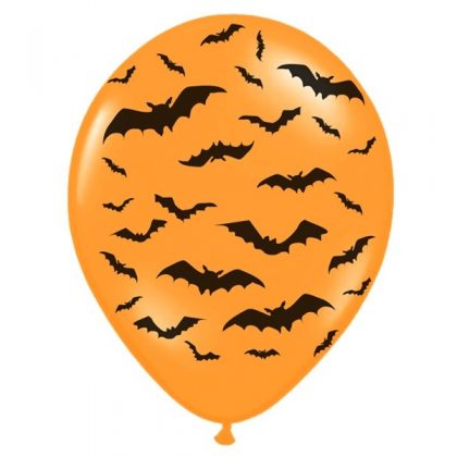 Balon lateksowy 14" w nietoperze pomarańczowo-czarny halloween gotham city strachy balony z helem poznań