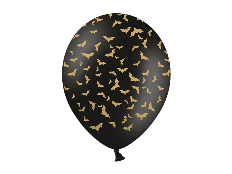 Balon lateksowy 14" w nietoperze czarno-złoty halloween gotham city strachy balony z helem poznań