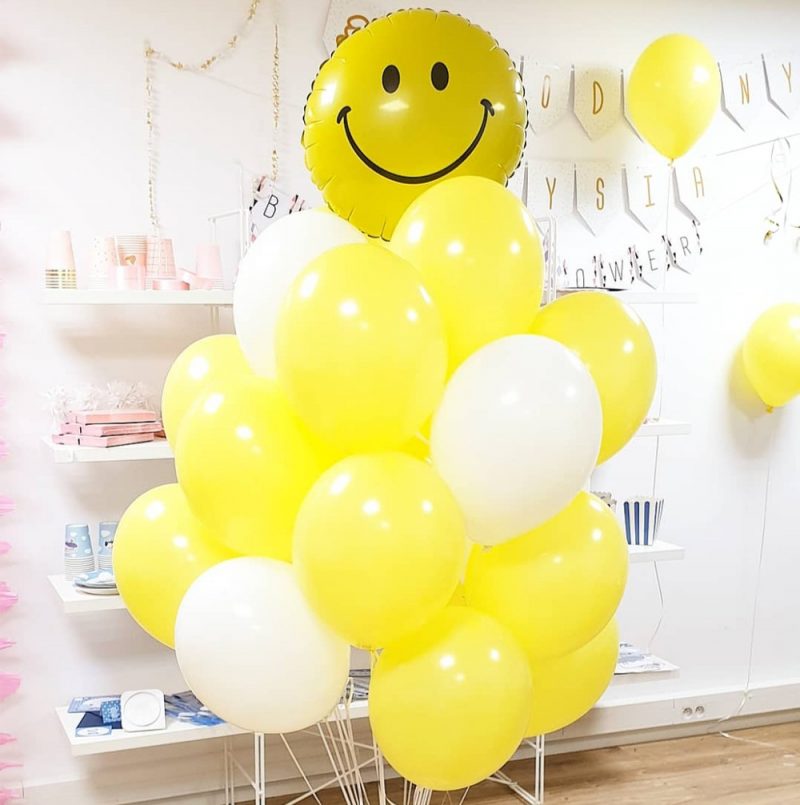 Wesoły bukiet balon smile balony żółte uśmiech balon zamiast kwiatów balony z helem Poznań