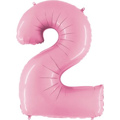 Balon Różowy Pastelowy Jasno Różowy Baby Pink Balon Cyfra 2 Grabo Mocny Balon Foliowy Duża Cyfra 2 100cm 42 Cale Balony Z Helem Poznań