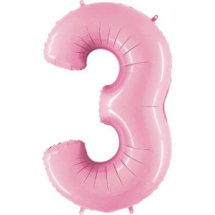 Balon Różowy Pastelowy Jasno Różowy Baby Pink Balon Cyfra 3 Grabo Mocny Balon Foliowy Duża Cyfra 3 100cm 42 Cale Balony Z Helem Poznań