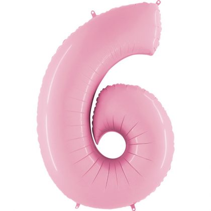 Balon Różowy Pastelowy Jasno Różowy Baby Pink Balon Cyfra 6 Grabo Mocny Balon Foliowy Duża Cyfra 6 100cm 42 Cale Balony Z Helem Poznań