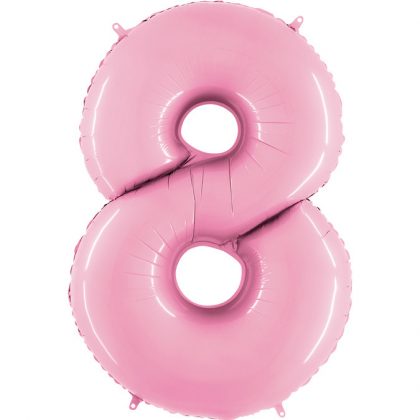 Balon Różowy Pastelowy Jasno Różowy Baby Pink Balon Cyfra 8 Grabo Mocny Balon Foliowy Duża Cyfra 8 100cm 42 Cale Balony Z Helem Poznań