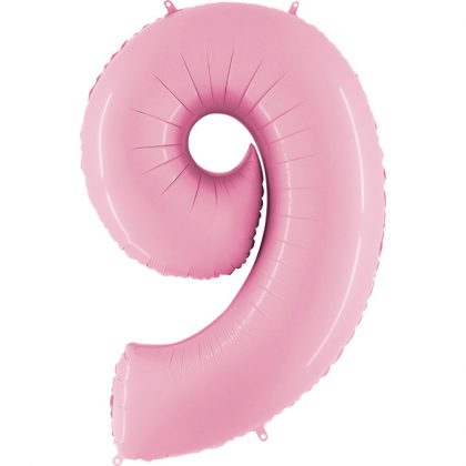 Balon Różowy Pastelowy Jasno Różowy Baby Pink Balon Cyfra 9 Grabo Mocny Balon Foliowy Duża Cyfra 9 100cm 42 Cale Balony Z Helem Poznań