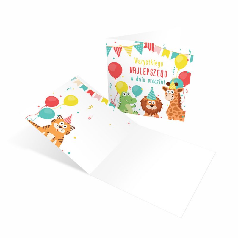 Kartka Urodzinowa Ze Zwierzętami Kartka Urodzinowa Zoo Kartki Na Urodziny Dla Dzieci Balony Z Helem Poznan Kartki Urodzinowe Z Balonami