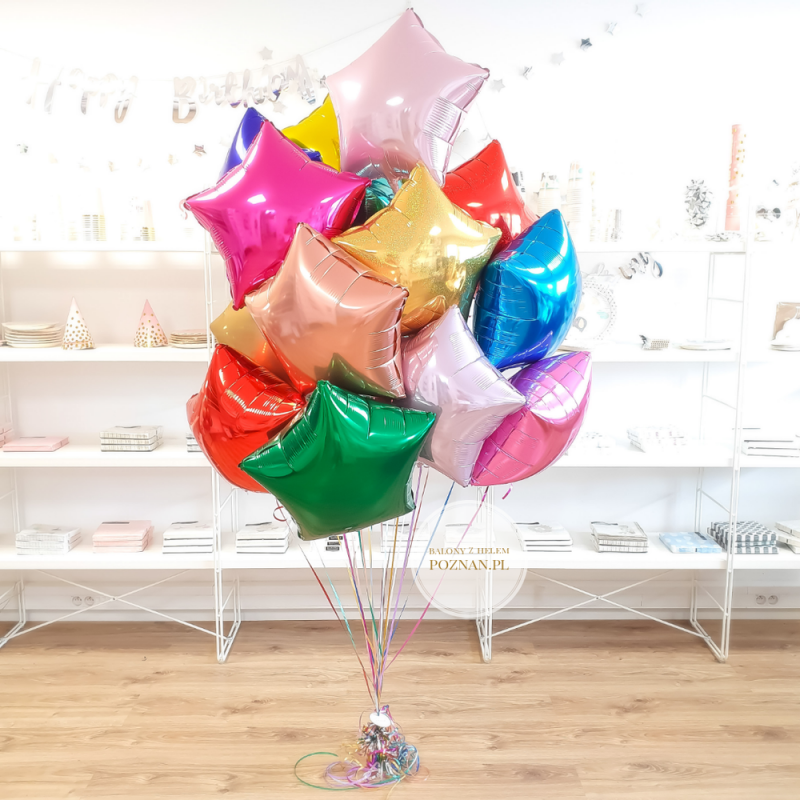 Balony Na Urodziny Kolorowe Balony Bukiet Kolorowych Balonów Balony Gwiazdy Kolorowe Balony Balony Z Helem Poznań