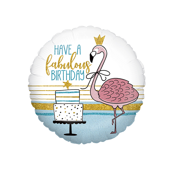 Balon “Have a fabulous birthday” Flaming 18″/46cm