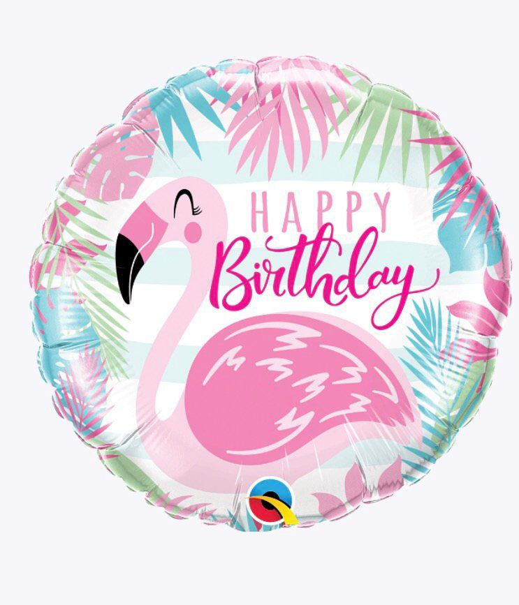 Balon Happy birthday “Flamingo” – balon foliowy 18″/46cm