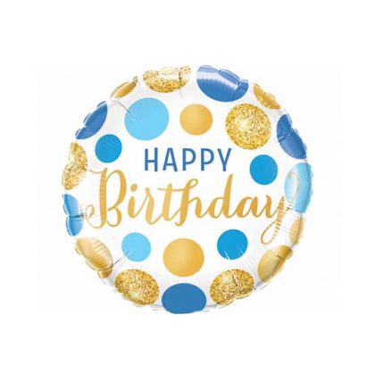 Balon Urodzinowy Prezent Na Urodziny Balon Na Hel Balon Happy Birthday Balon Niebieski Złoty Balon Dla Solenizanta