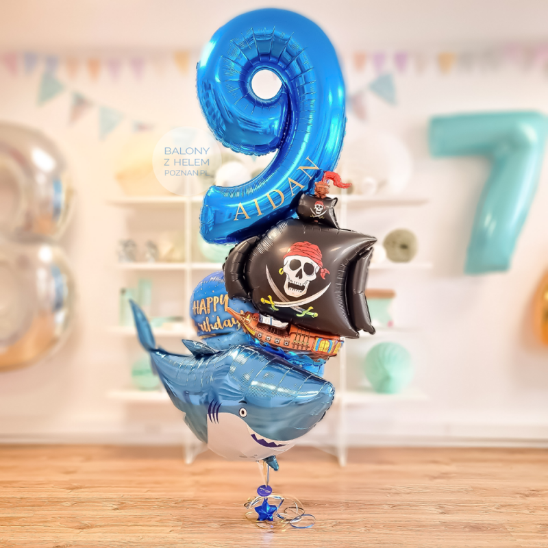 Bukiet Balonowy Balon Foliowy Piraci Balon Rekin Prezent Dla Pirata Bukiet Balonowy Pirat Na Urodziny Gigant