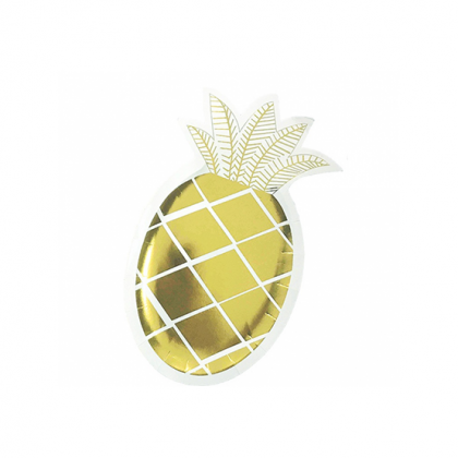 Talerze Jednorazowe Złote Talerze W Stylu Boho Złote Talerzyki W Kształcie Ananasa Talerz Ananas Dekoracje Plażowe
