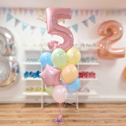 Zestaw Balonów Bukiet Balonowy Balon Cyfry Baloniki Urodzinowe Prezent Na Piąte Urodziny Balon Na Urodziny Z Helem Kompozycja Balonowa